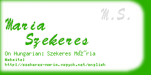 maria szekeres business card